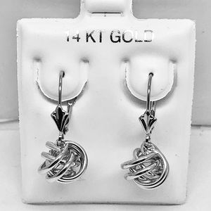 14K Pure Solid White/Yellow Gold ❤️ Knot Earrings